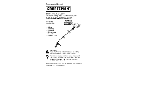 Craftsman Trimmer 358.791031 User Manual