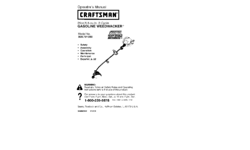 Craftsman Trimmer 358.79103 User Manual