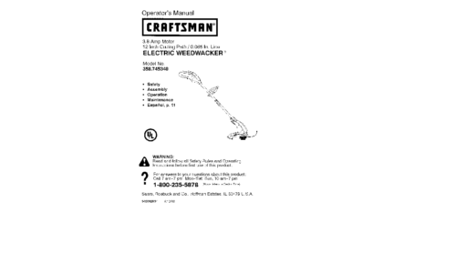 Craftsman Trimmer 358.74534 User Manual