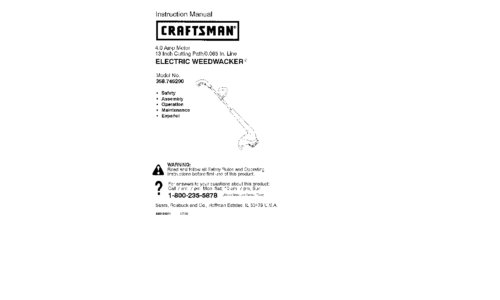 Craftsman Trimmer 358.74529 User Manual