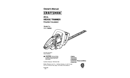 Craftsman Trimmer 315.79889 User Manual