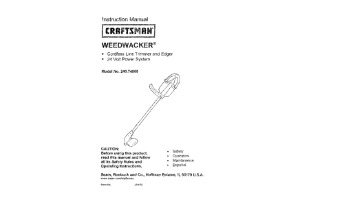 Craftsman Trimmer 240.74805 User Manual