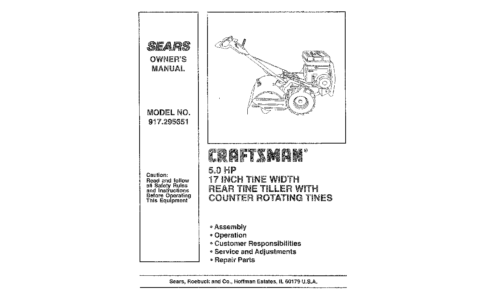 Craftsman Tiller 917.295651 User Manual