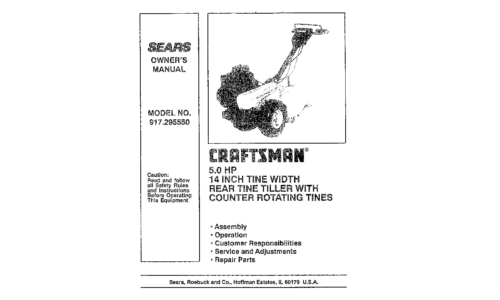 Craftsman Tiller 917.29555 User Manual