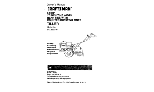 Craftsman Tiller 917.29331 User Manual