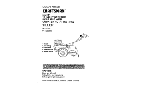 Craftsman Tiller 917.2933 User Manual