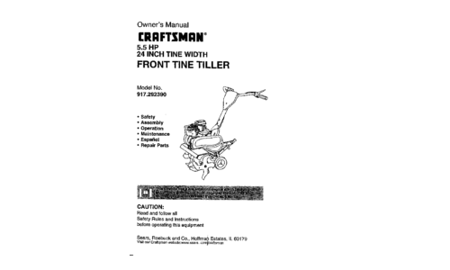 Craftsman Tiller 917.29239 User Manual