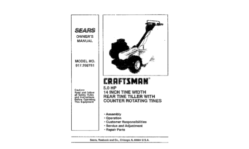 Craftsman Tiller 917-299751 User Manual