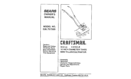 Craftsman Tiller 536.7975 User Manual