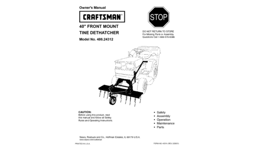 Craftsman Tiller 486.24312 User Manual