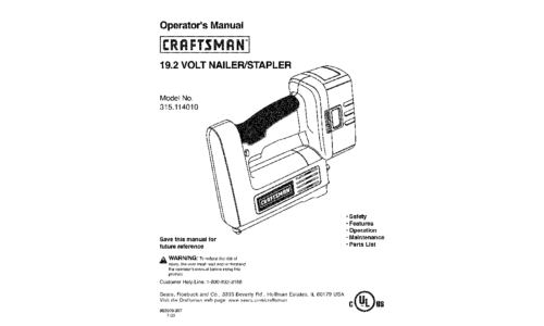 Craftsman Staple Gun 315.11401 User Manual