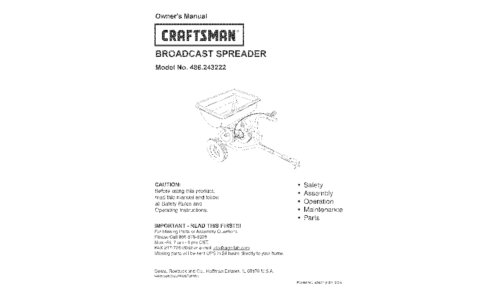 Craftsman Spreader 486.243222 User Manual