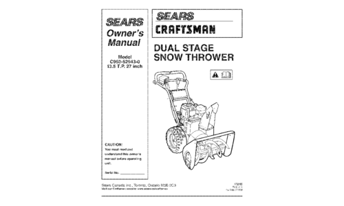 Craftsman Snow Blower C950-52943-0 User Manual