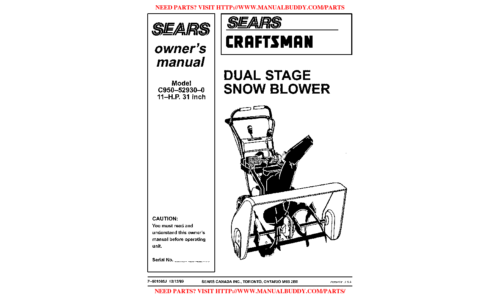 Craftsman Snow Blower C950-52930-0 User Manual