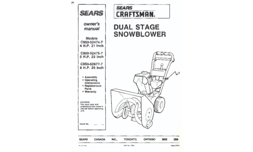 Craftsman Snow Blower C950-52474-7 User Manual