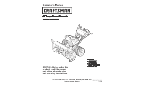 Craftsman Snow Blower C459-52833 User Manual