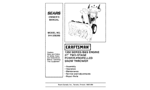 Craftsman Snow Blower 944.528398 User Manual