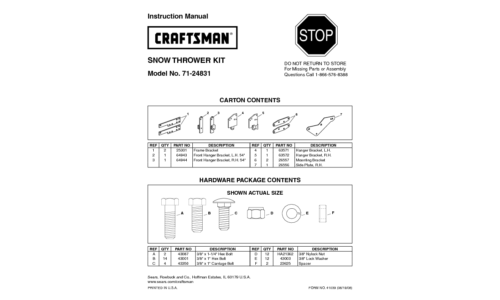 Craftsman Snow Blower 71-24831 User Manual