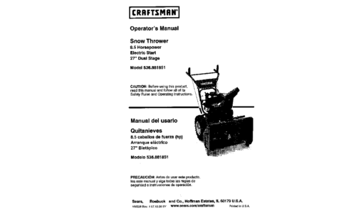 Craftsman Snow Blower 536881851 User Manual