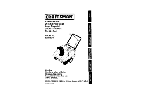 Craftsman Snow Blower 536.88521 User Manual