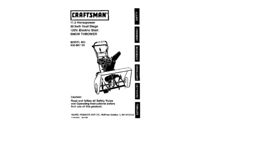 Craftsman Snow Blower 536.88113 User Manual