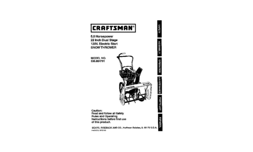 Craftsman Snow Blower 536,884,791 User Manual