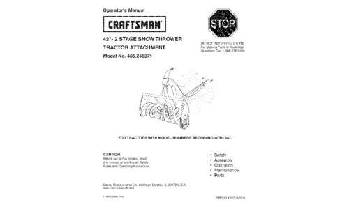 Craftsman Snow Blower 486.248371 User Manual