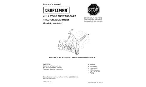 Craftsman Snow Blower 486.24837 User Manual