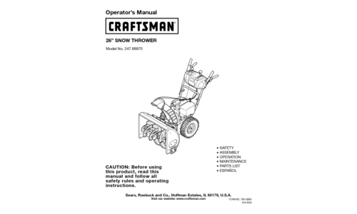 Craftsman Snow Blower 247.8897 User Manual