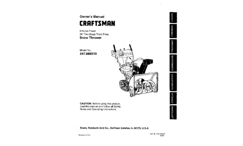 Craftsman Snow Blower 247.88851 User Manual