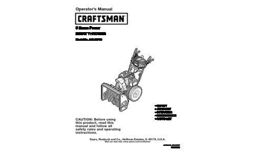 Craftsman Snow Blower 247.8879 User Manual