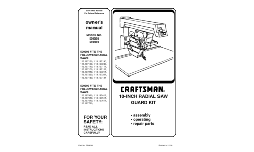 Craftsman Saw 509398 User Manual