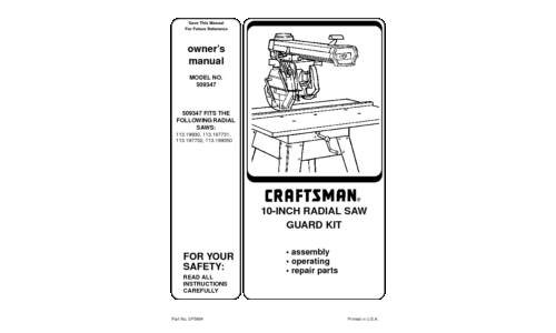 Craftsman Saw 509347 User Manual