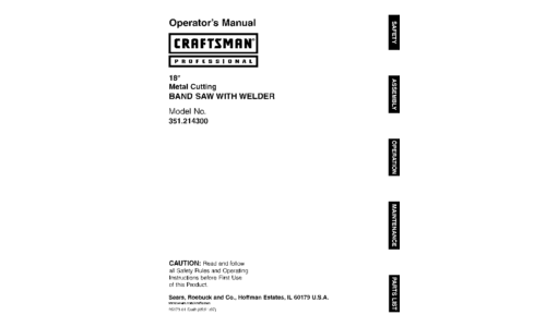 Craftsman Saw 351.21 4300 User Manual