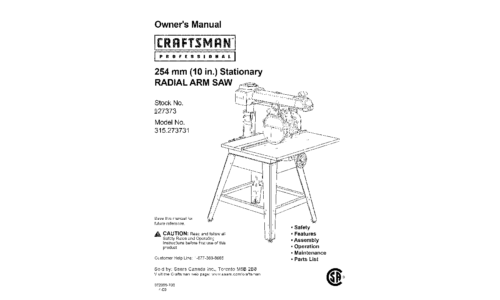 Craftsman Saw 315.273731 User Manual