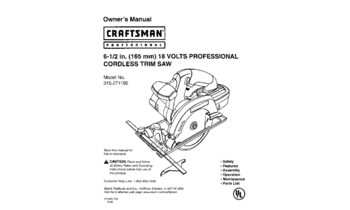 Craftsman Saw 315.27119 User Manual