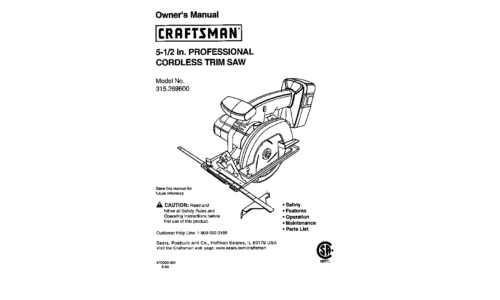 Craftsman Saw 315.2696 User Manual