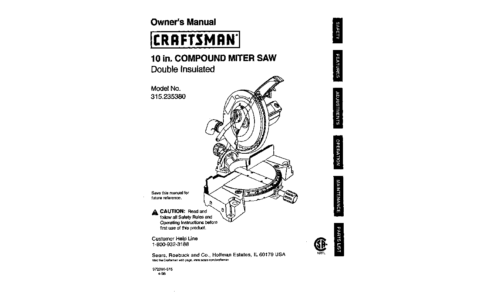 Craftsman Saw 315.23538 User Manual