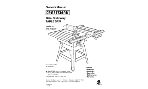 Craftsman Saw 315.22839 User Manual