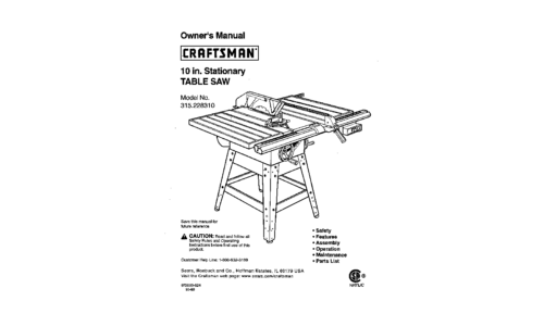 Craftsman Saw 315.22831 User Manual