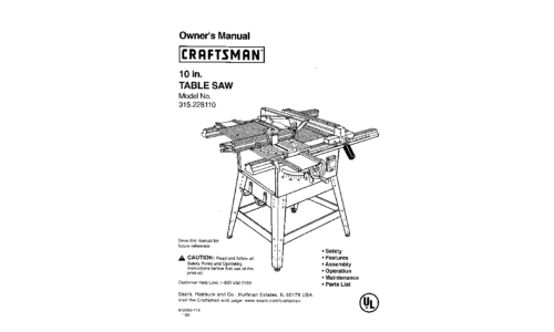 Craftsman Saw 315.22811 User Manual