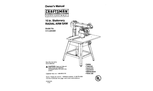 Craftsman Saw 315.22038 User Manual