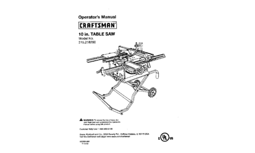 Craftsman Saw 315.21829 User Manual