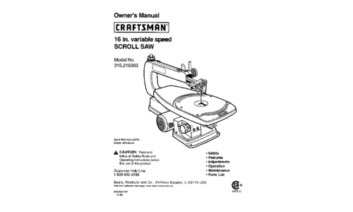 Craftsman Saw 315.21636 User Manual