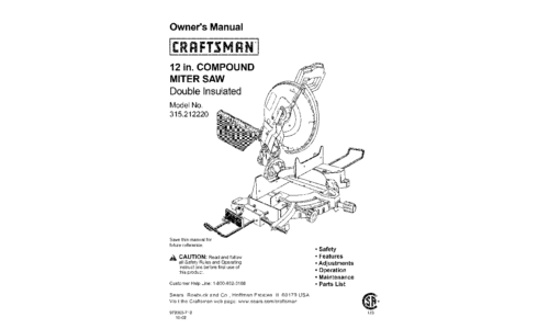 Craftsman Saw 315.21222 User Manual