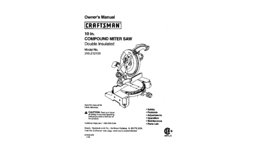 Craftsman Saw 315.2121O0 User Manual