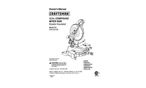 Craftsman Saw 315.21212 User Manual