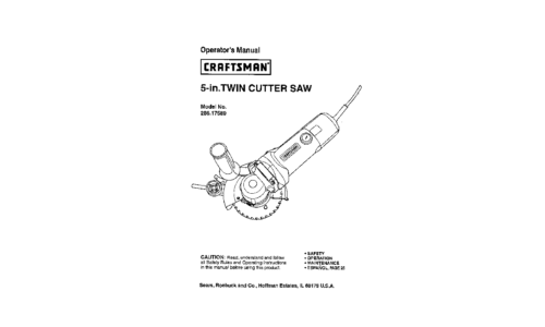 Craftsman Saw 286.17589 User Manual