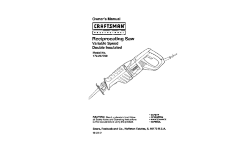 Craftsman Saw 172.2677 User Manual