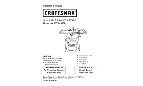 Craftsman Saw 137.24885 User Manual